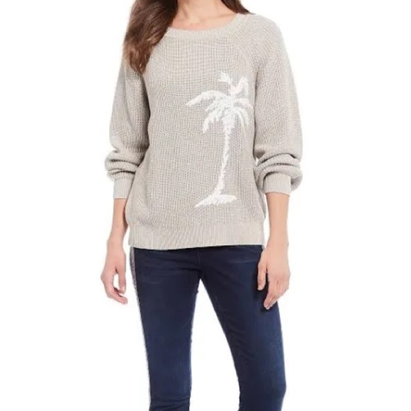Tommy Bahama Breezy Palm Crewneck Pullover Knit Sweater Womens Oatmeal Gray XL - Picture 1 of 6